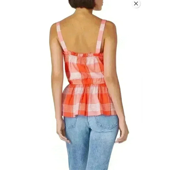 $159 Waverly Grey Blouse Womens Small Plaid Peplum Cottagecore Coastal Cowgirl - Picture 3 of 11